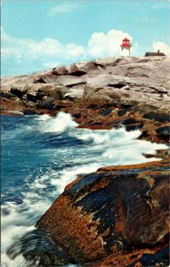 Breakers Peggys Cove Nova Scotia NS Canada Lighthouse Postcard VTG UNP WOB Mirro 