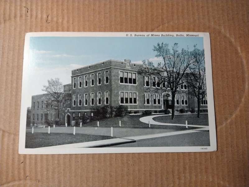 1920's U.S. Bureau of Mines Building, Rolla, Missouri Blue Sky Postcard