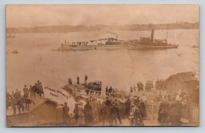 RPPC  Kittery  Maine  Harbor  J Frank Walker Photo   Tug Boat  Postcard