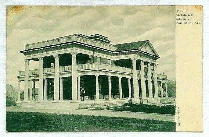 Fort Smith Arkansas St. Edwards Infirmary Postcard Pre-1908 Unposted Man Porch