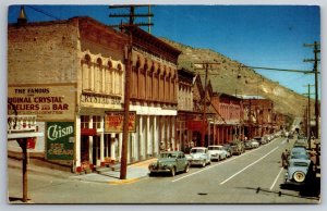 C Street Crystal Bar Silver Slipper Saloon Shops Virginia City NV Postcard K18