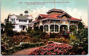 VINTAGE POSTCARD KIOSK AND RESIDENCE OF PAUL DE LONGPRE AT HOLLYWOOD CALIF 1910