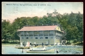 dc878 - AKRON Ohio Postcard 1909 Springfield Lake Martin's Pavilion