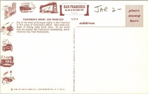 Fishermans Wharf San Francisco California CA Postcard UNP VTG Mirro Unused 