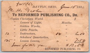 Dayton Ohio 1884 Postal Card Postcard Reformed Publishing Company