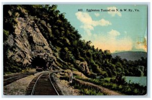 c1910s Eggleston Tunnel View On North And West Railway Norfolk VA Trees Postcard