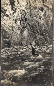 Bright Angel Trail Grand Canyon Hiking Amateur c1910 Real Photo Postcard