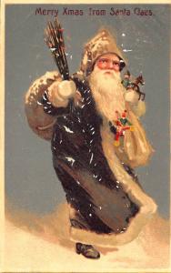 1907 Merry Christmas Brown Robed Santa Claus Osborne Published Postcard