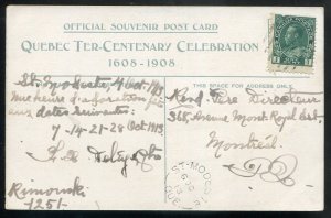 h2939 - QUEBEC CITY Postcard 1908 Monument Wolfe. Patriotic Flags Crest