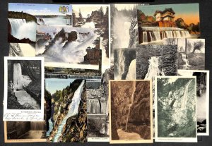 Lot of 23 vintage postcards worldwide waterfalls scenic 1900-1950`s