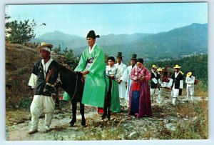 SOUTH KOREA ~ WEDDING PROCESSION ~  c1960s Dong Yang Press Postcard