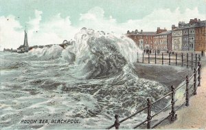 England Blackpool Rough Sea Waves vintage postcard