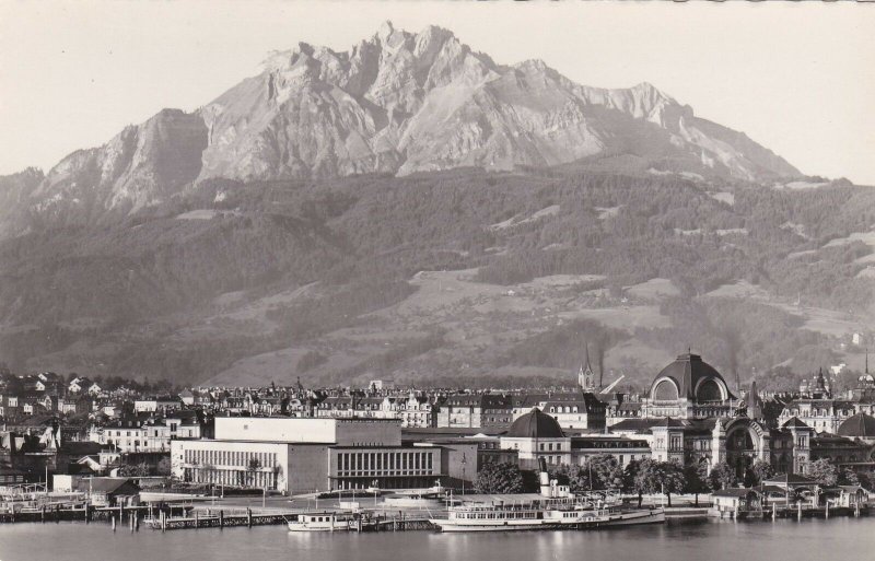 Switzerland Luzern Bahnhof Kongressgebaeude & Pilatus Real Photo sk4191