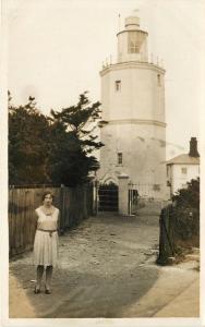 1930s RPPC Postcard; Lady at North Foreland Light House Broadstairs Kent UK