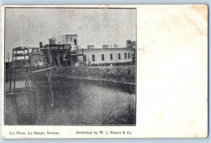 La Harpe Kansas KS Postcard View Of Ice Plant River Scene 1907 Posted Antique