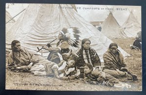 Mint USA RPPC Real Picture Postcard Native American Indian Family Enjoying Home 