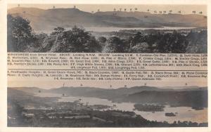 Windermere England Panorama View with Annotations Real Photo Postcard J79473