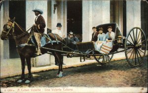 Cuba Cuban Volanta Horse and Carriage c1910 Vintage Postcard