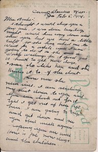 Camp Devens MA US Army Base, YWCA Hostess House Cafeteria, Flag, 1914 Message