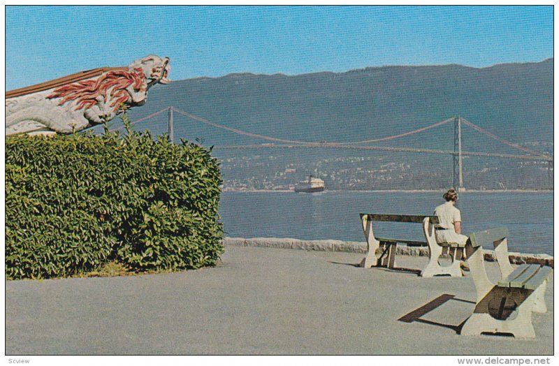 Empress of Japan, Figurehead at Stanley Park, Woman Sitting on Bench, Bridge,...