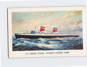 Postcard SS United States World's Fastest Liner