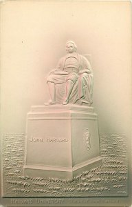 Undiv. Back Embossed Airbrush Postcard; John Harvard Statue, Harvard University