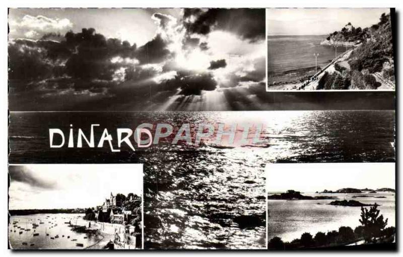 Postcard Modern Dinard Promenade des Allies Walk moonlit view towards the for...