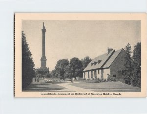 Postcard General Brock's Monument and Restaurant at Queenston Heights, Canada