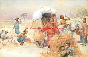 Chinese or Japanese Farming Scene, Cuttig Hay, Children, P & CM No 112