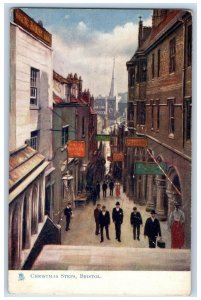 1944 Christmas Steps Business Section Bristol Oilette Tuck Art Postcard