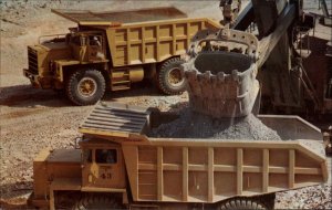 Santa Rita New Mexico NM Open Pit Copper Mine Dump Trucks Vintage Postcard