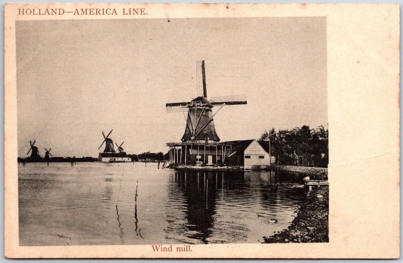 Holland America Line Wind Mill Sightseeing Historical Netherlands Postcard