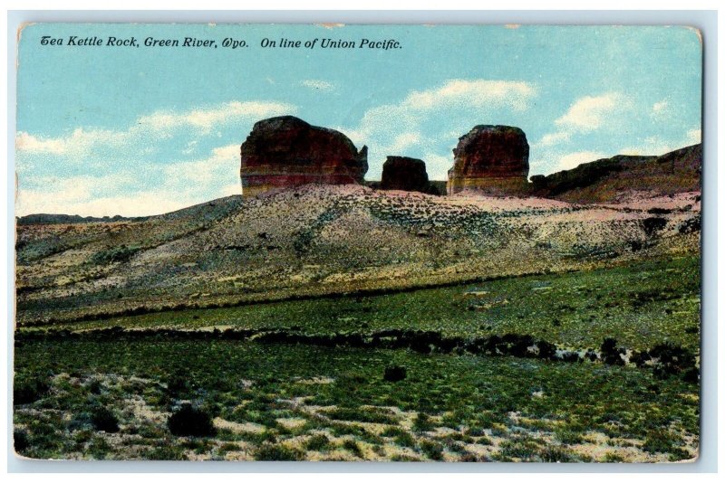 1913 On The Line Of The Union Pacific Tea Keattle Rock Green River WY Postcard