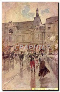 Old Postcard Paris Illustrator The Pont du Carrousel