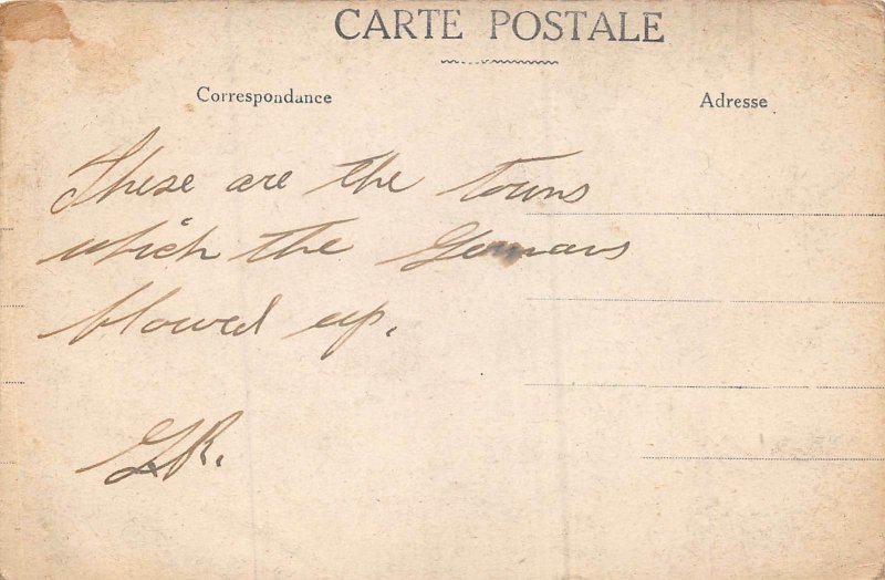 WW1 MILITARY SOLDIER MESSAGE~PERVYSE BELGIUM GUERRE GERMAN WAR DAMAGE POSTCARD