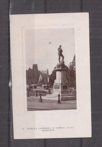 VICTORIA, MELBOURNE, St. PATRICK'S CATHEDRAL, GORDON STATUE, TRAMS, c1930 ppc.