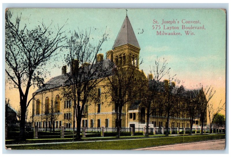 1914 St. Joseph's Convent Layton Boulevard Milwaukee Wisconsin WI Postcard