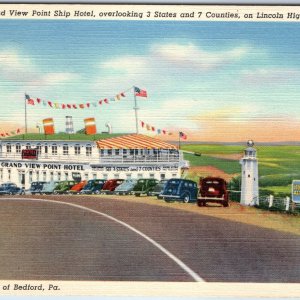 1940 Bedford PA SS Grand View Lookout Point Ship Hotel PC Lincoln Hwy US 30 A234