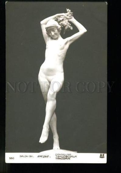 134753 ART NOUVEAU NUDE Dancer by BACQUE vintage SALON 1911 PC