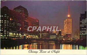 Modern Postcard Chicago River at Night Chicago Illinois
