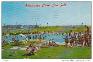 Sea Isle Pool, People Swimming & Diving, Sea Isle, New Jersey, PU-1962