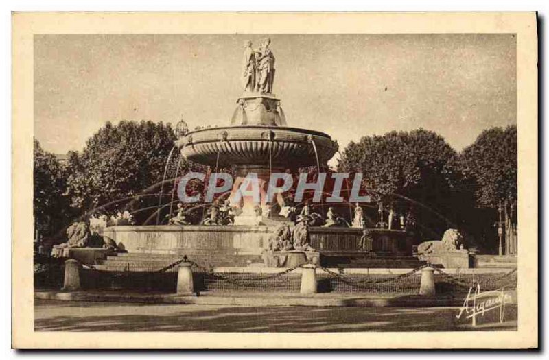 Old Postcard Aix en Provence Monumental Fountain Rotonde