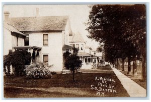 1909 A. Portion Of Pine St. South Dayton NY, Cattaraugus RPPC Photo Postcard