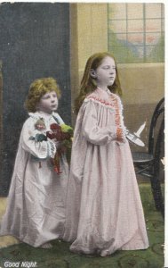 Children Postcard - Good Night - Two Young Children Going To Bed - Ref ZZ4267