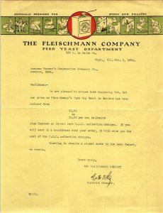 1924 Chicago Fleischmann Feed Yeast Letterhead Antique Letter to Anamosa Iowa R1