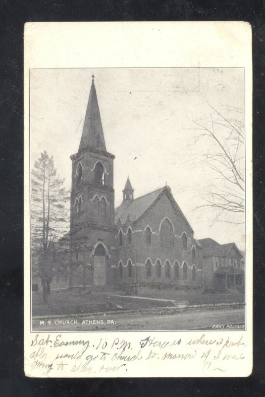 ATHENS PENNSYLVANIA PA. METHODIST EPISCOPAL CHURCH VINTAGE POSTCARD