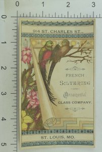 1880's Sand Blasting French Silvering Ornamental Glass Victorian Trade Card P11