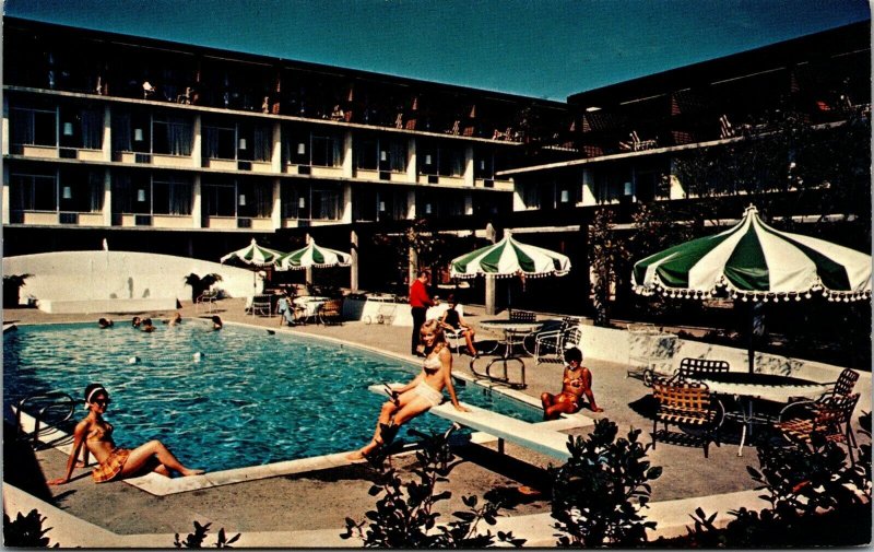 Vtg Carmel California CA Holiday Inn Hotel Swimming Pool Women Bikinis Postcard