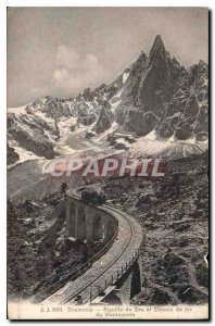 Old Postcard Chamonix Aiguille du Dru and Railway Montenvers