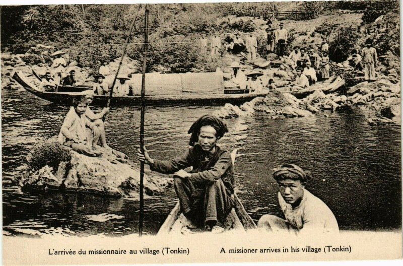 VIETNAM INDOCHINE - L'arrivée du missionnaire au village (190096)